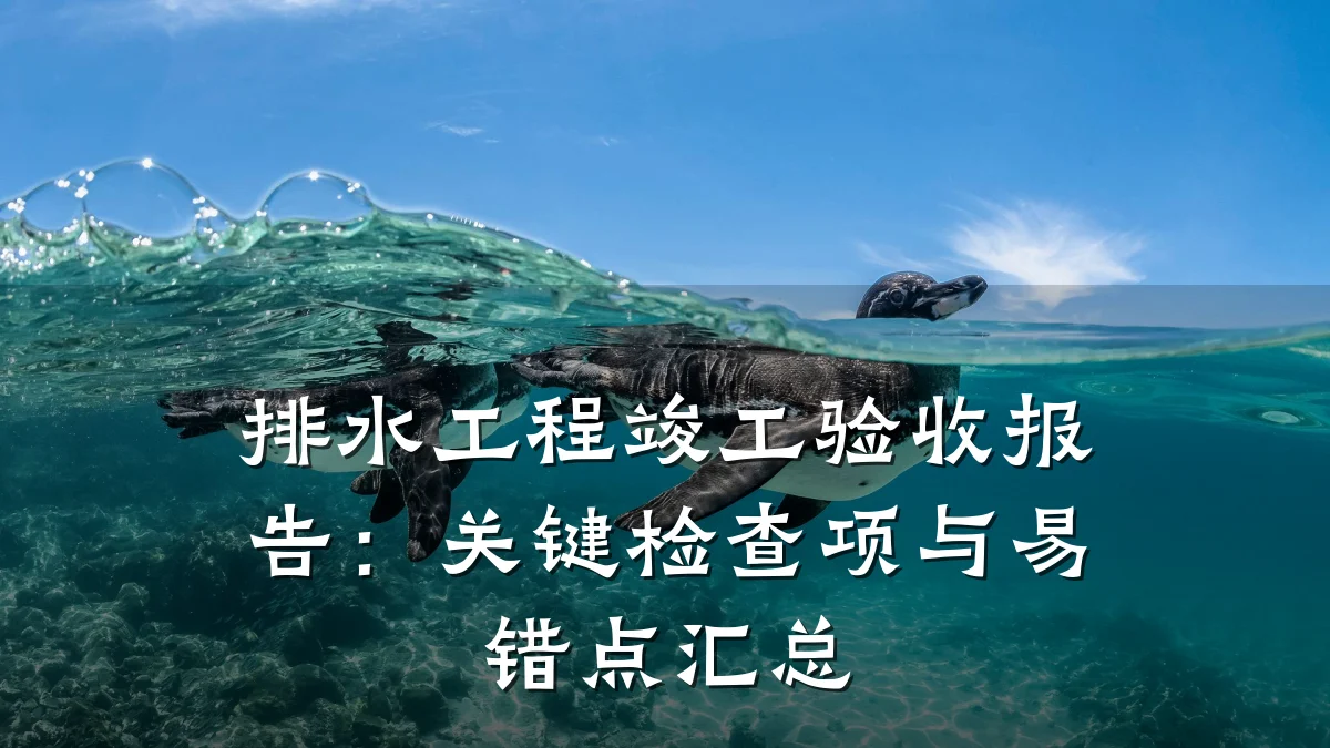 排水工程竣工验收报告:关键检查项与易错点汇总