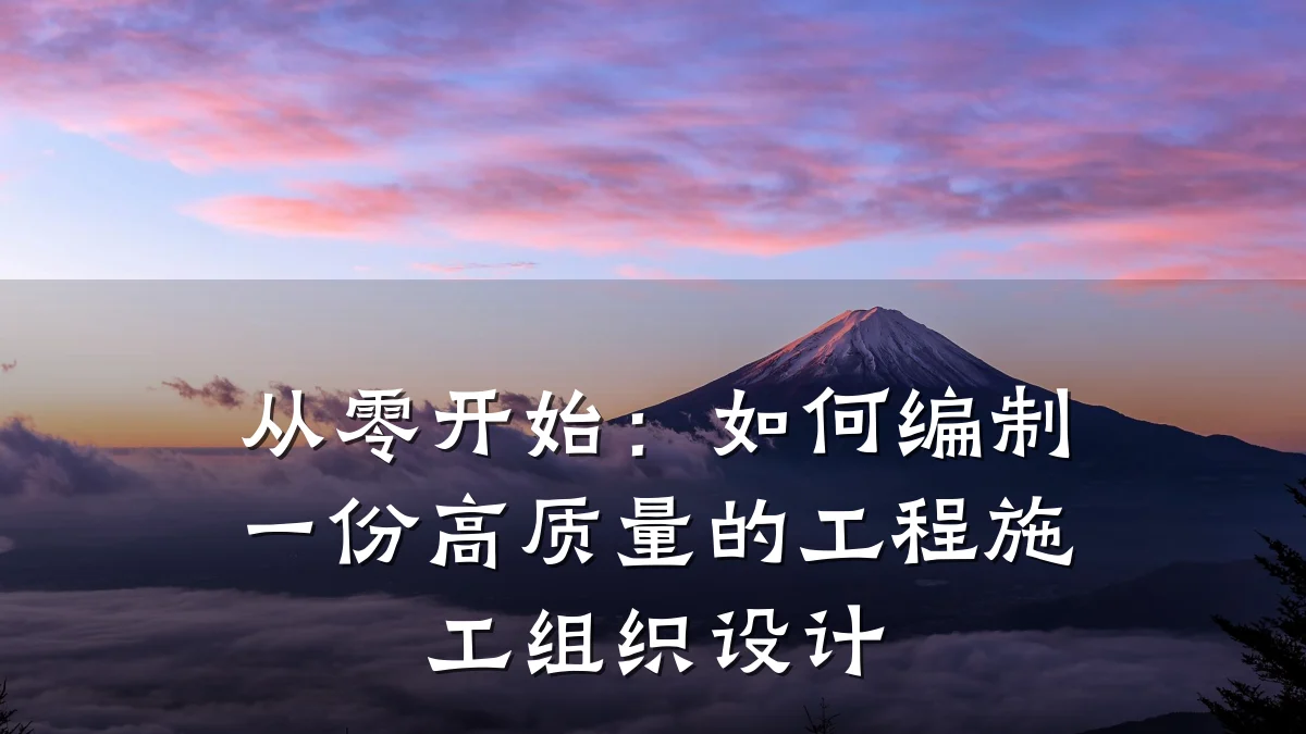 从零开始：如何编制一份高质量的工程施工组织设计