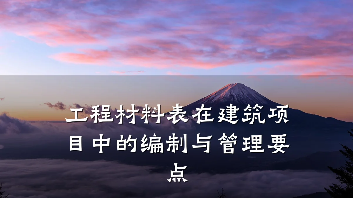 工程材料表在建筑项目中的编制与管理要点