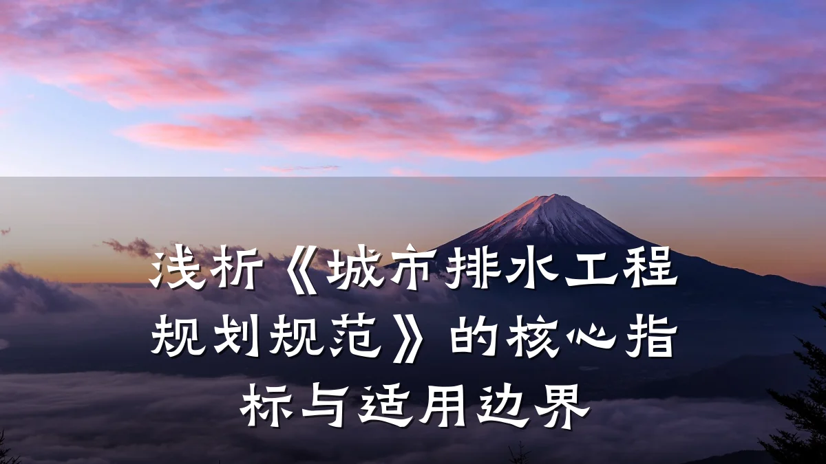 浅析《城市排水工程规划规范》的核心指标与适用边界