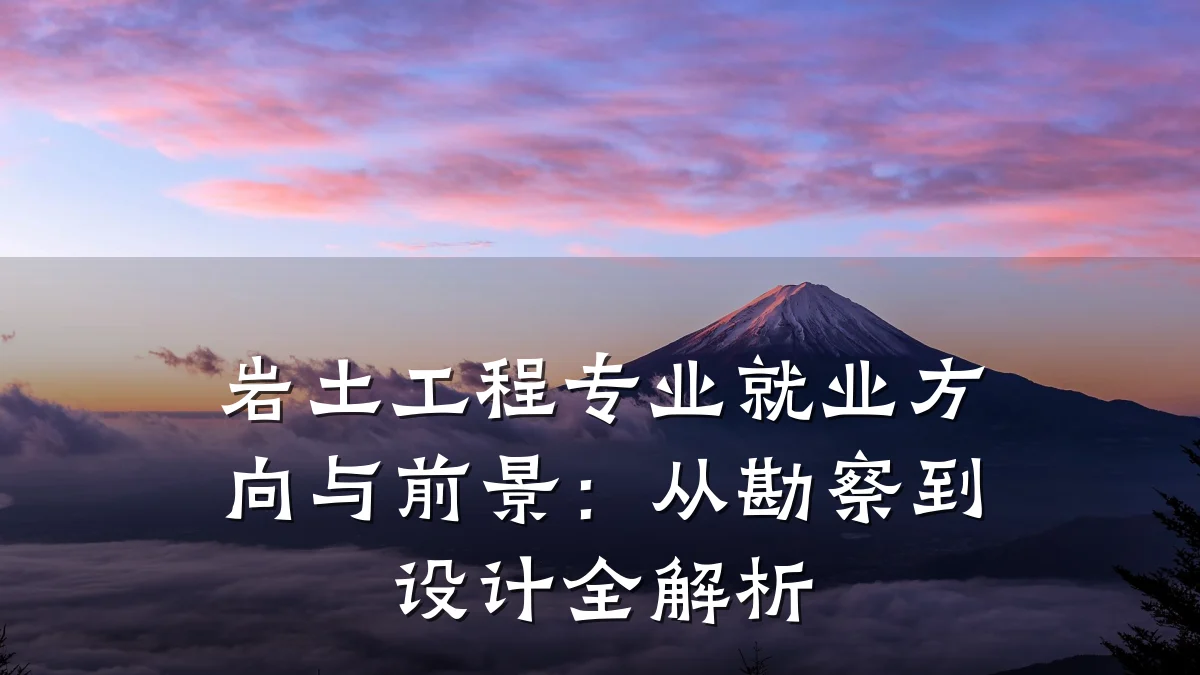 岩土工程专业就业方向与前景:从勘察到设计全解析