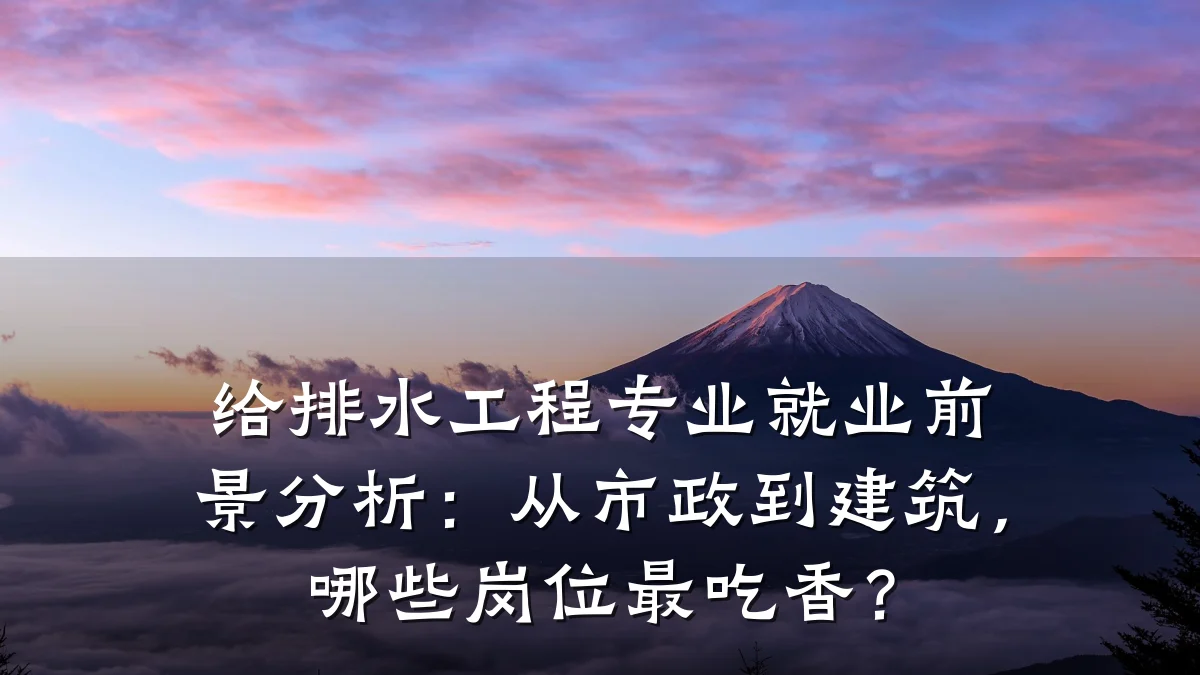 给排水工程专业就业前景分析：从市政到建筑，哪些岗位最吃香？