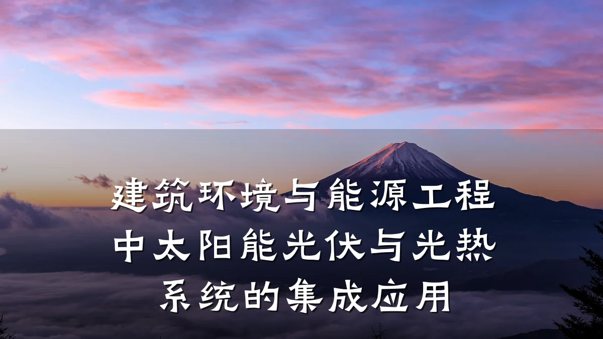 建筑环境与能源工程中太阳能光伏与光热系统的集成应用