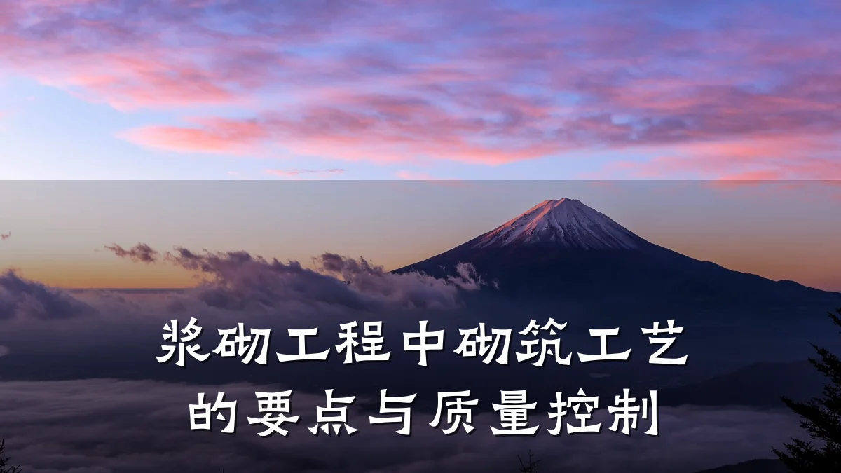 浆砌工程中砌筑工艺的要点与质量控制