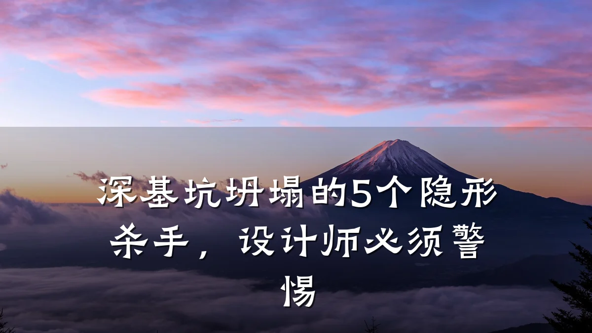 深基坑坍塌的5个隐形杀手，设计师必须警惕