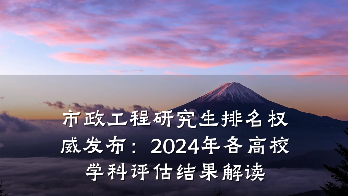 市政工程研究生排名权威发布：2024年各高校学科评估结果解读